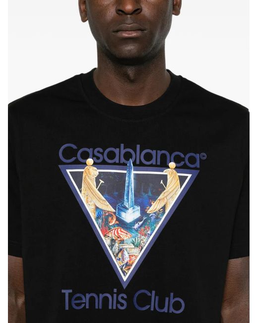 Casablanca Black Monde Perdu Tennis Club Icon Graphic-Print T-Shirt for men