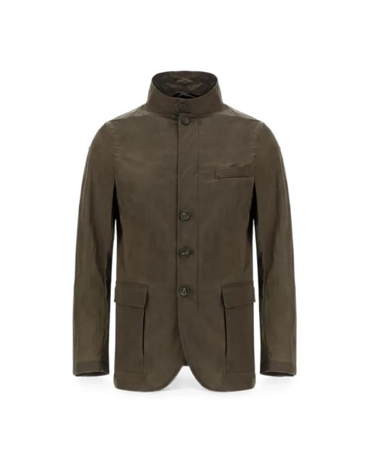 Herno Green High-Neck Button-Up Jacket for men