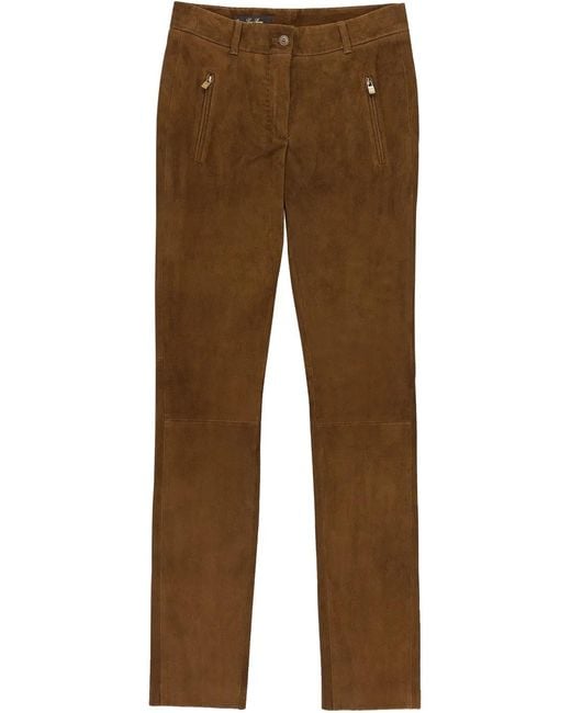 Loro Piana Brown Straight-Leg Lambskin Trousers