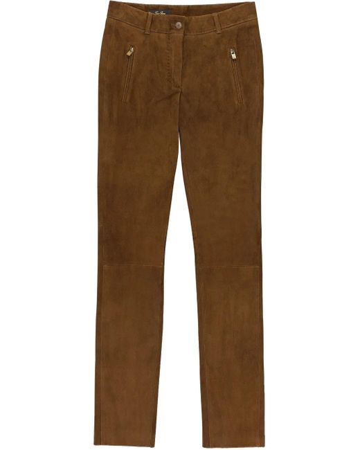Loro Piana Brown Straight-Leg Lambskin Trousers