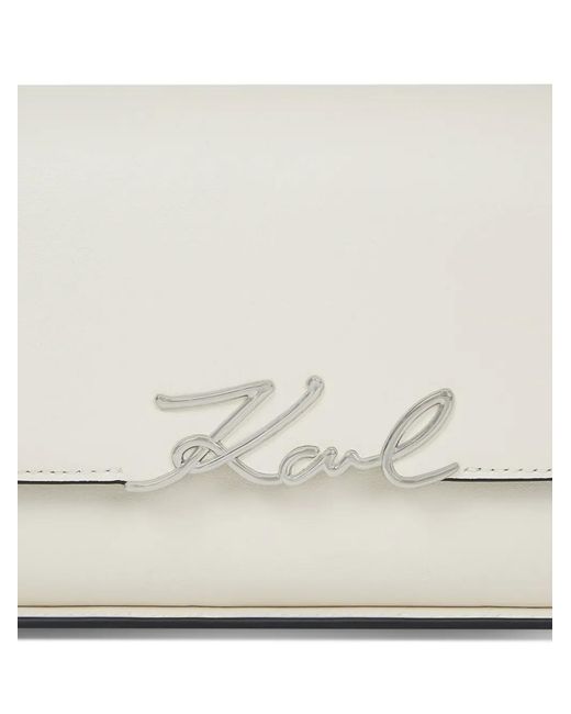 Karl Lagerfeld Metallic K/Signature Leather Shoulder Bag