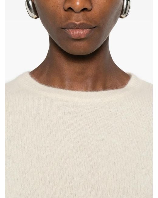 Majestic Filatures Natural Pullover mit rundem Ausschnitt