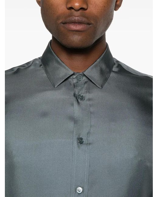 MODES GARMENTS Blue Lightweight Silk Shirt for men