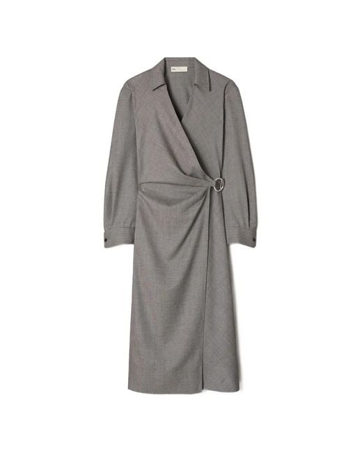 Tory Burch Gray Wool Wrap Dress