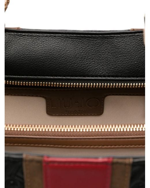 Liu Jo Black Medium Logo-Embossed Tote Bag