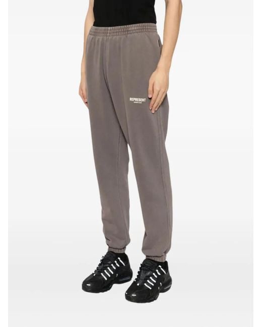 Represent Gray Cotton Track Pants for men