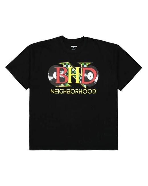 Neighborhood Black Logo Print Cotton Jersey Crewneck Tee for men