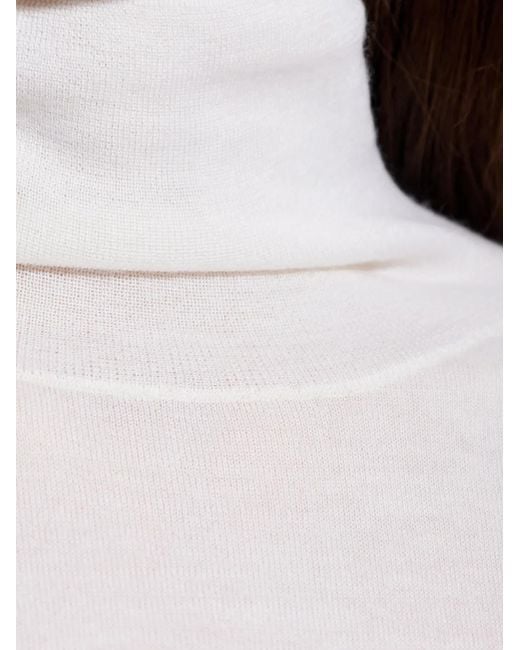 Lisa Yang White Wool Roll-Neck Sweater