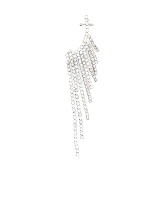 Rabanne White Tiered-Crystals Chain-Drop Earrings
