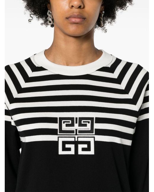 Givenchy Black 4g-appliqué Striped Sweatshirt