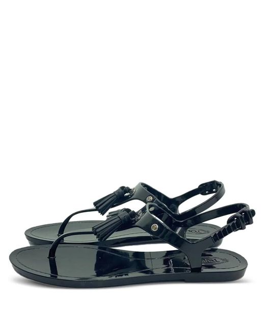 Tod's Blue Tassel-Embellished Flat Sandals