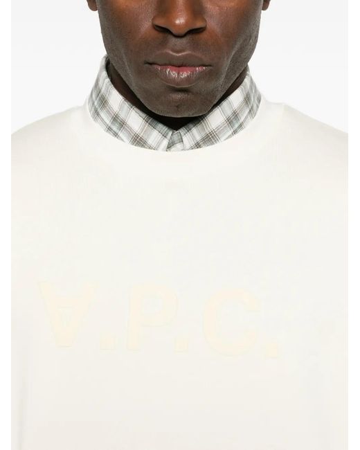 A.P.C. White Logo Crew-Neck Sweatshirt for men