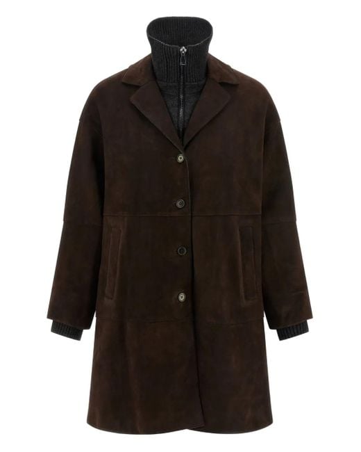P.A.R.O.S.H. Black Monet Suede Coat