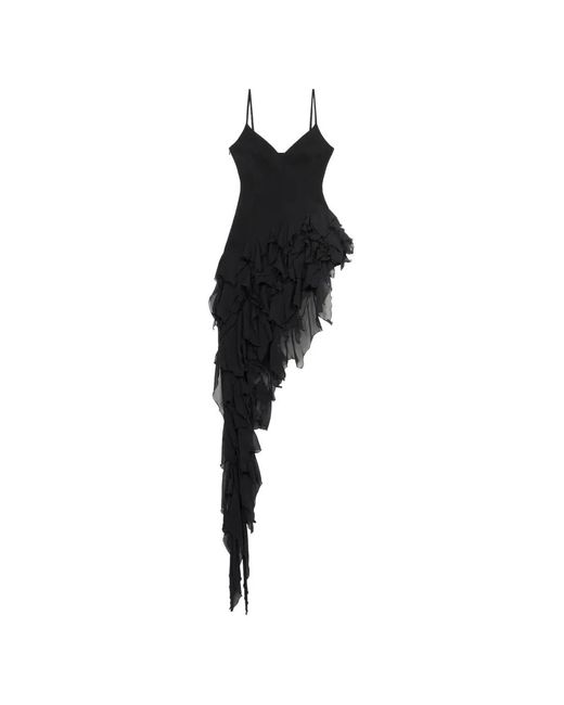 Blumarine Black Cady Ruffled Mini Dress