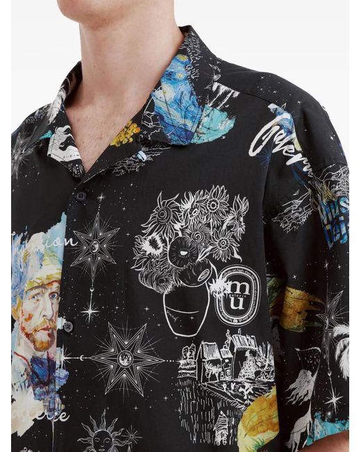 Musium Div. Black Graphic Print Shirt for men