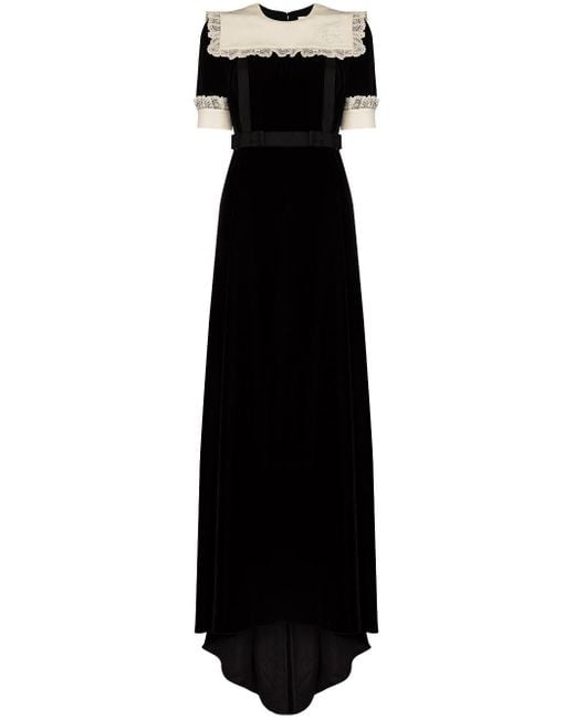 Gucci Black Bib-collar Velvet Maxi Dress