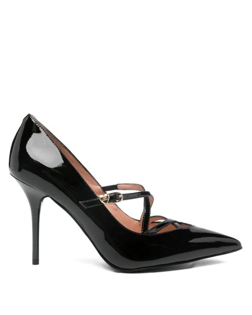Love Moschino 100 Mm Leren Pumps Met Gekruiste Bandjes in het Black