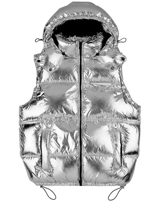 Purple Brand Gray Wordmark Puffer Vest for men