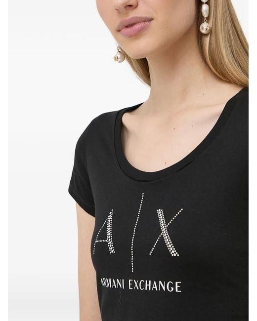 ARMANI EXCHANGE Black Logo-Print T-Shirt
