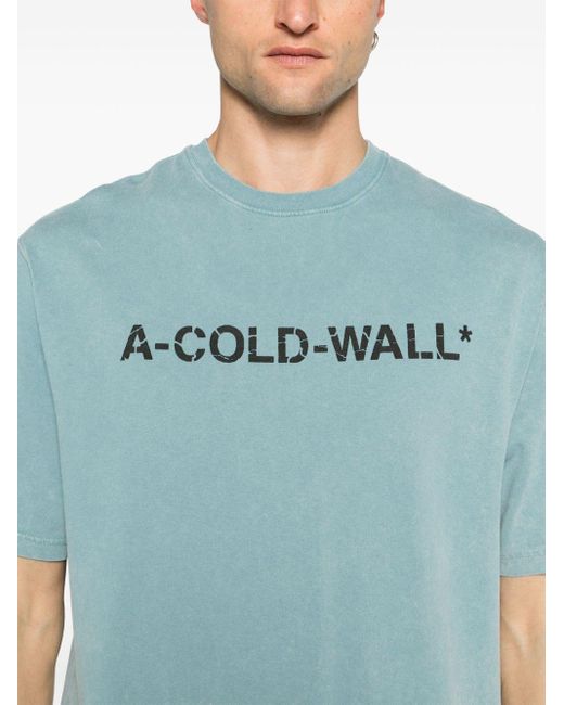 A_COLD_WALL* Blue Overdye Logo-print T-shirt for men