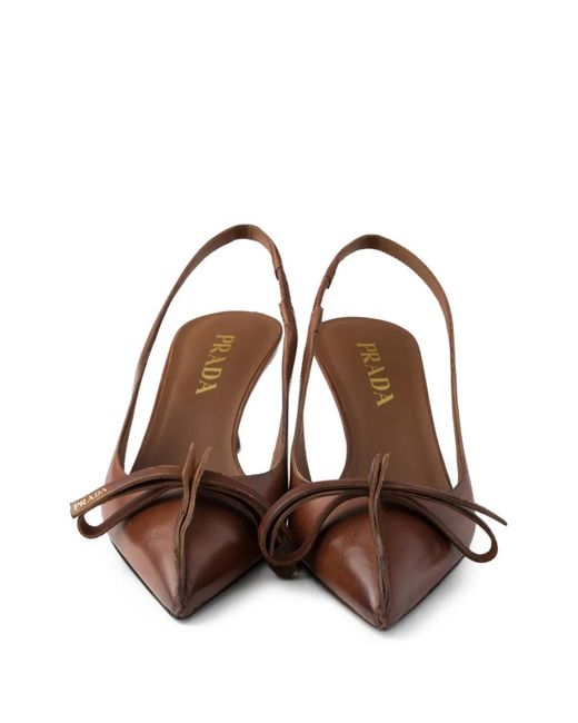 Prada Brown Bow Slingback Pumps