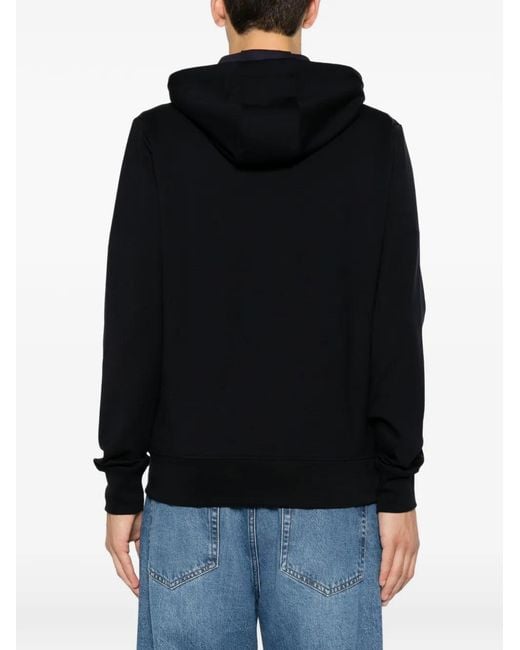 Paul Smith Black Zip-Up Drawstring Hoodie for men