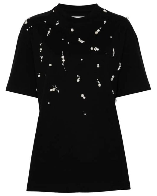Jil Sander Black Pearl-Embellished T-Shirt