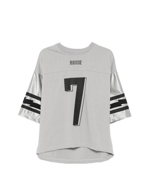 Rhude Gray Logo-Print Mesh T-Shirt for men