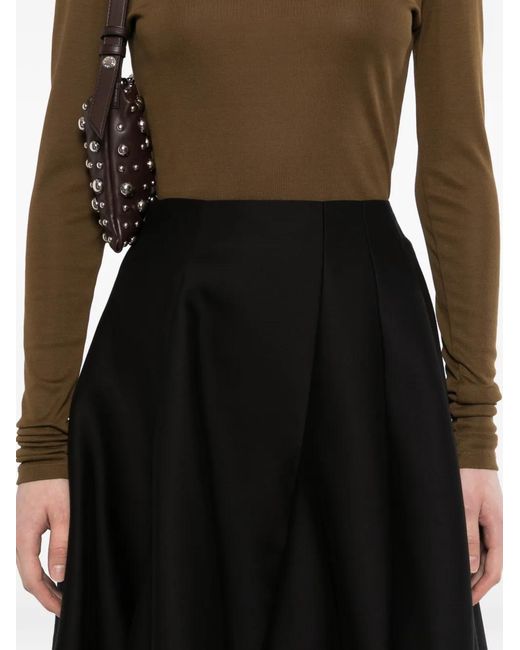 JNBY Black Asymmetric Pleated Skirt