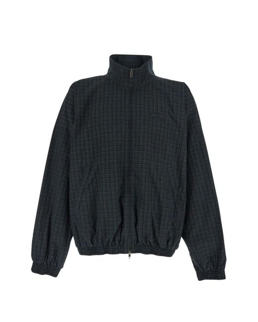 Balenciaga Blue Tartan Embroidered Jacket for men