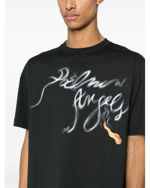 メンズ Palm Angels Foggy ロゴ Tシャツ Black