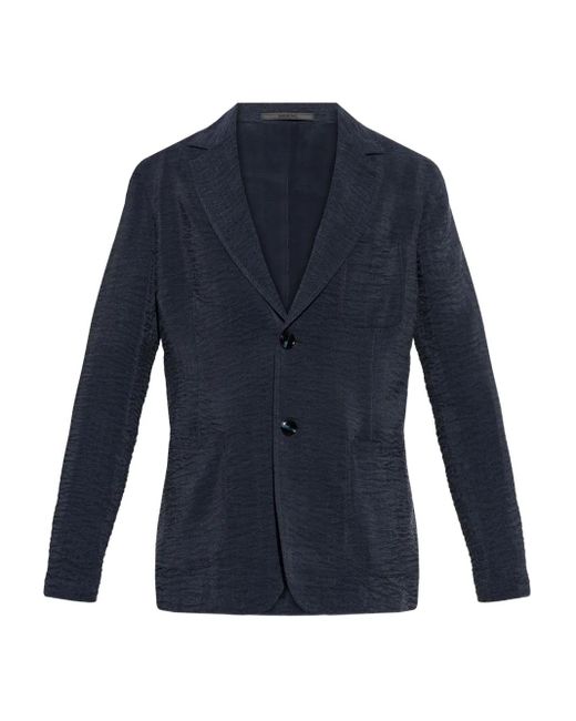 Giorgio Armani Blue Textured Single-Breasted Blazer for men