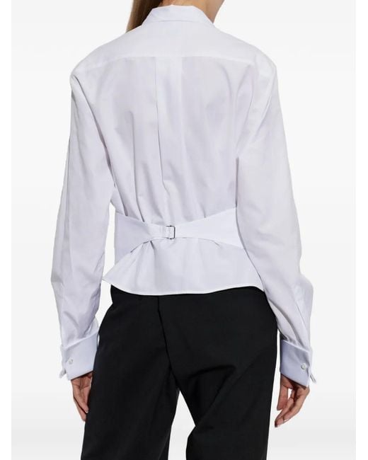 DSquared² White Tie-Neck Pleated Shirt