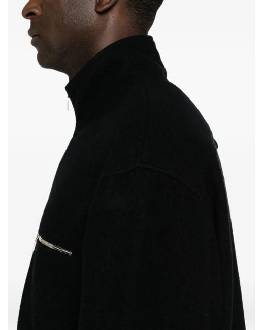 Rier Black Quarter-Zip Fleece Sweatshirt for men