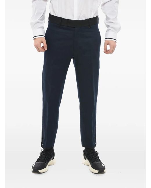 Neil Barrett Blue Contrast-Edging Ankle-Button Trousers for men