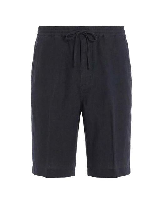 120% Lino Blue Drawstring Linen Shorts for men