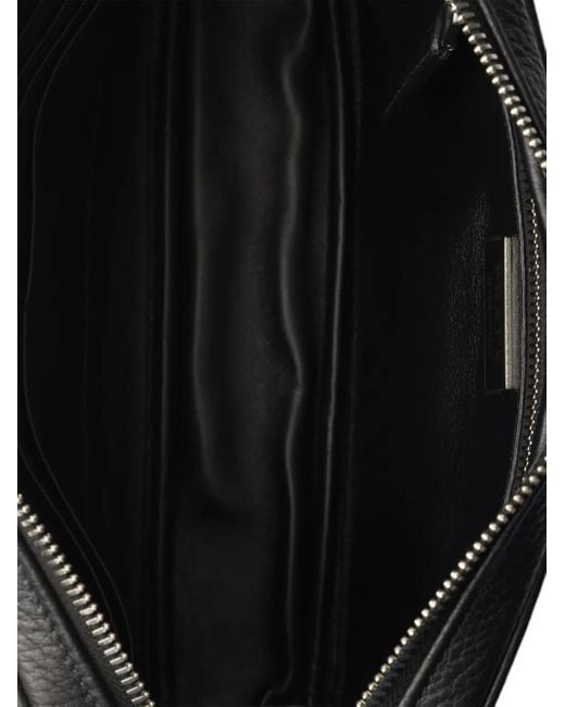 Prada Leren Clutch Met Logo in het Black voor heren