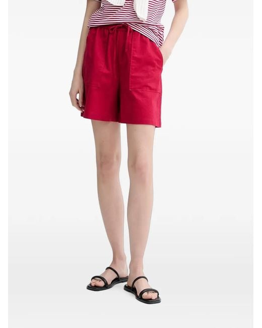 Marc O' Polo Red Drawstring Patch-Pocket Shorts