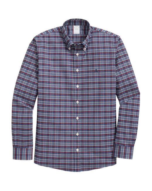 Brooks Brothers Blue Plaid Button-Down Collar Shirt for men