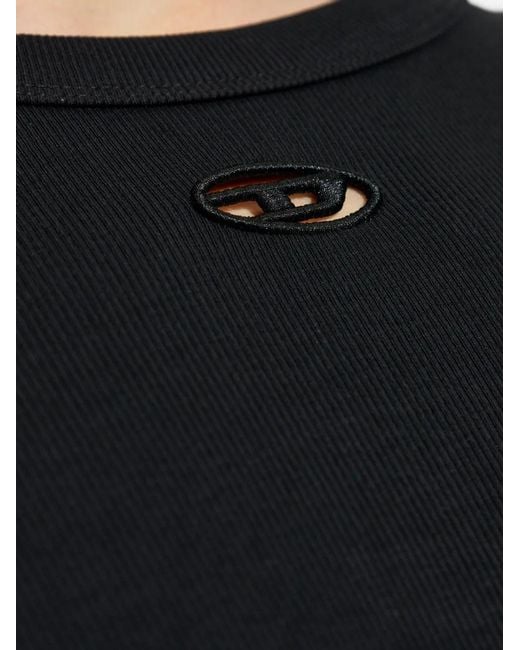 T-Shirt Côtelé À Détail De Logo DIESEL pour homme en coloris Black