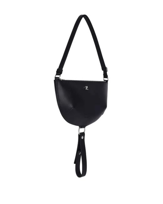 Courreges ハーフムーン レザーショルダーバッグ Black