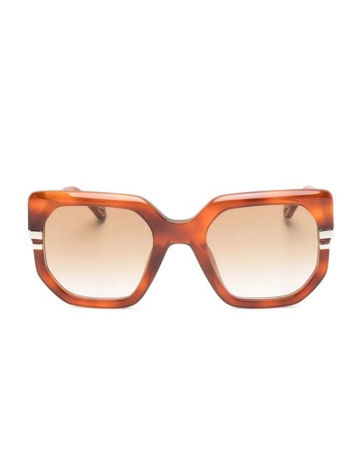 Chloé Pink Geometric-Frame Sunglasses