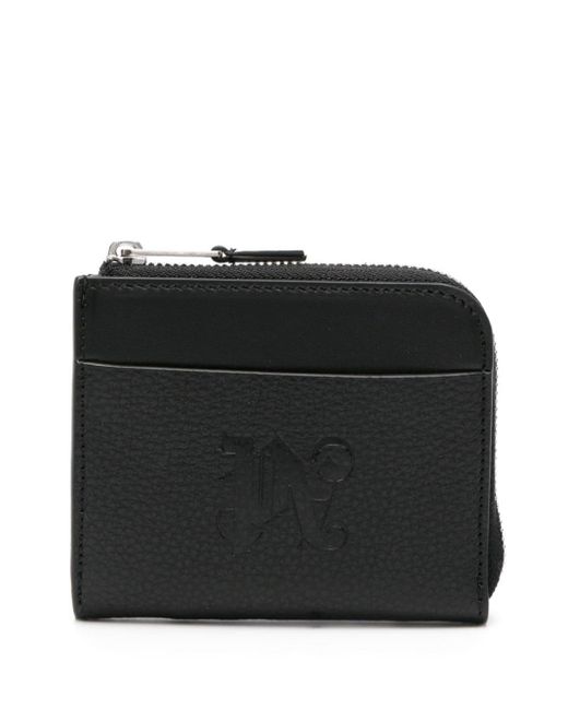 Palm Angels Black Logo-debossed Leather Wallet for men