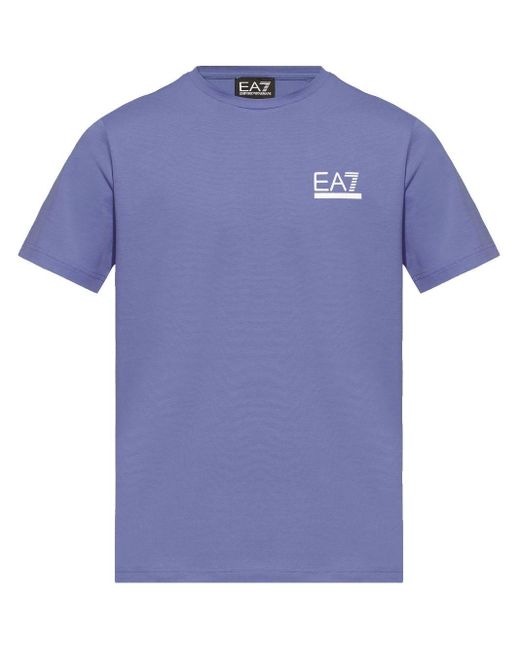 EA7 Blue Logo-print T-shirt for men