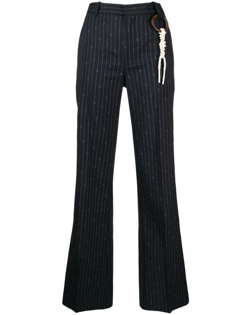 Charles Jeffrey Blue Pinstripe Straight-Leg Trousers