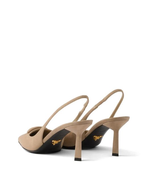 Prada White Suede Slingback Pumps