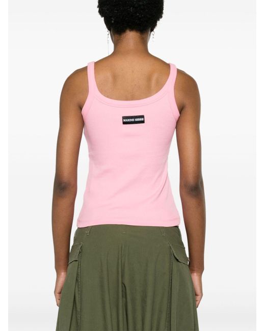 MARINE SERRE Pink Logo-Embroidered Tank Top