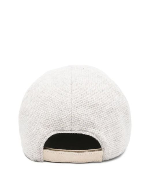 Eleventy White Cashmere Baseball Cap for men