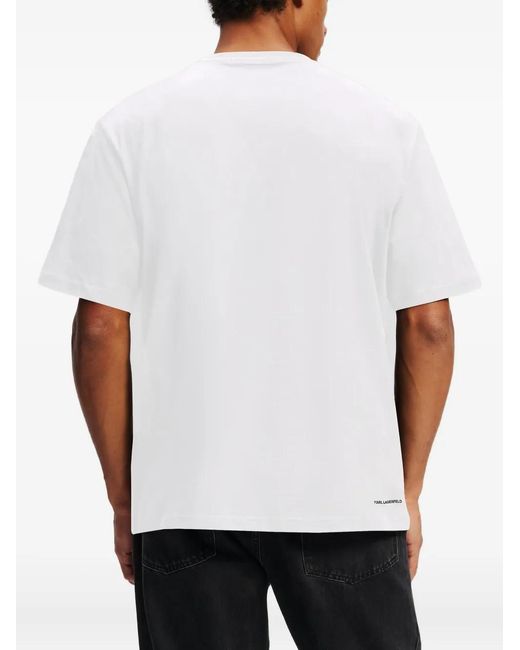 Karl Lagerfeld White Ikon Peek-A-Boo Pocket Relaxed T-Shirt for men