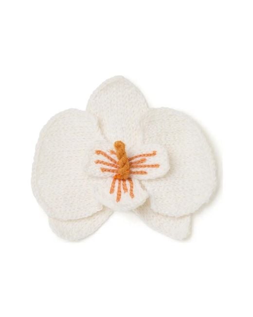 Alanui White Orchid Embroidered Brooch
